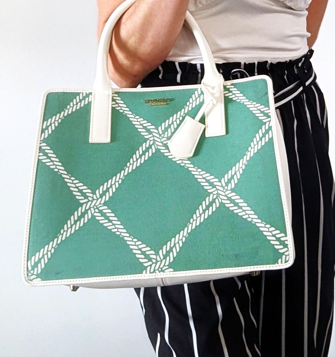 Leather/Canvas Modalu Grab Bag Aquamarine Rope RRP £99