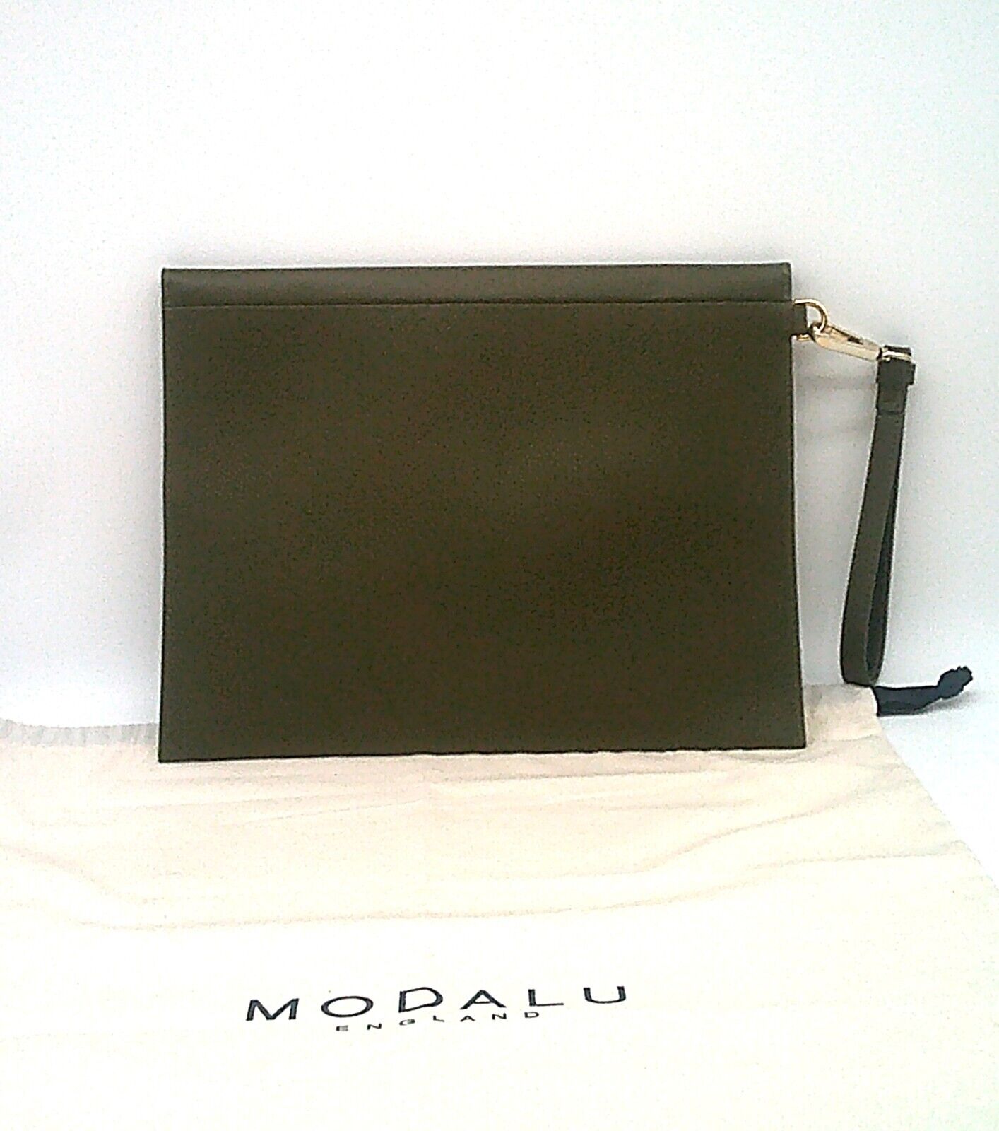 LEATHER MODALU KHAKI ERIN CLUTCH WRISTLET RRP £99