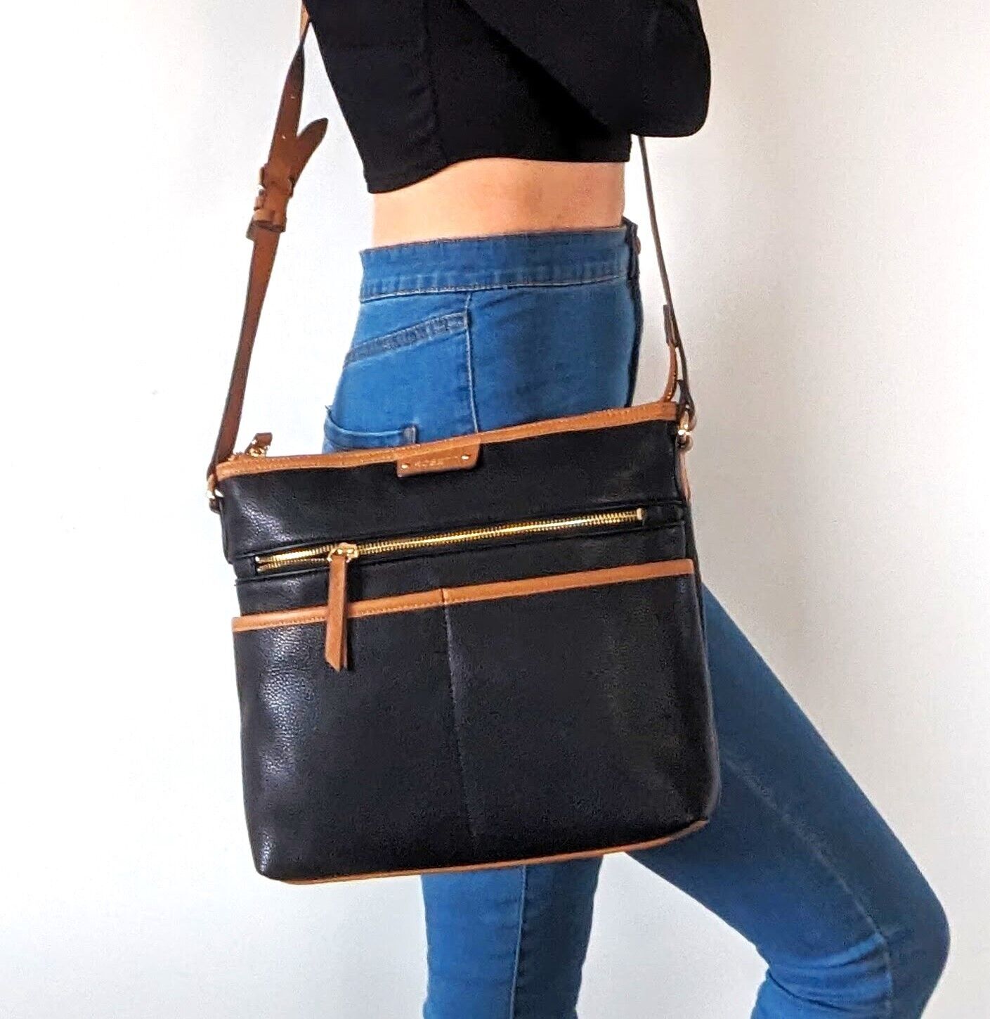Rosetti crossbody bag black and tan