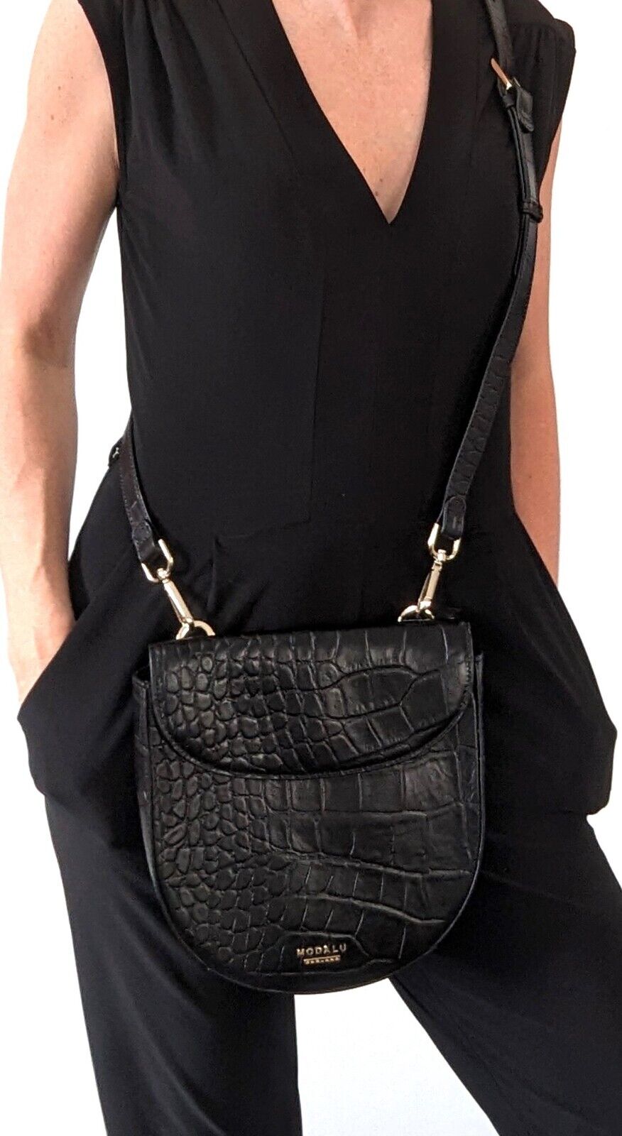 Leather Modalu Sofia croc crossbody RRP £155