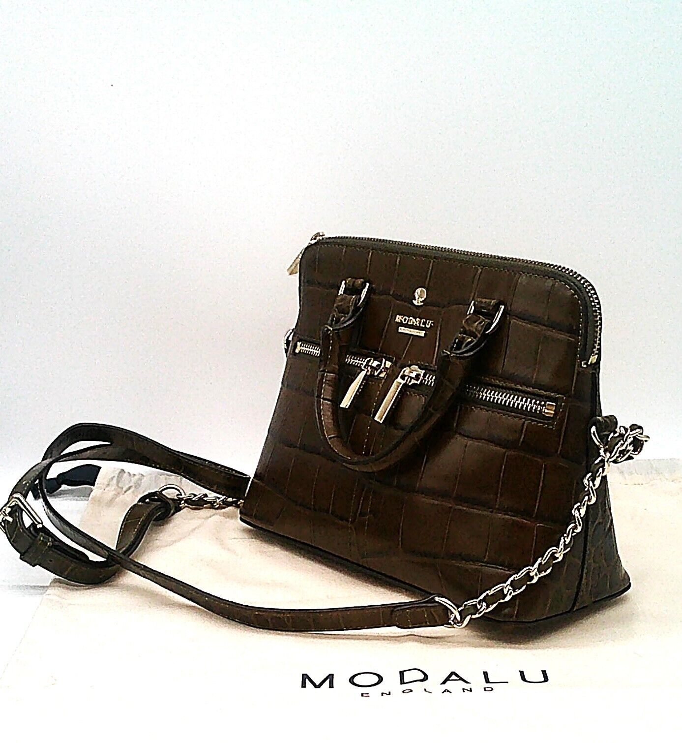 Leather Modalu Pippa Khaki Chained Crossbody Bag £149