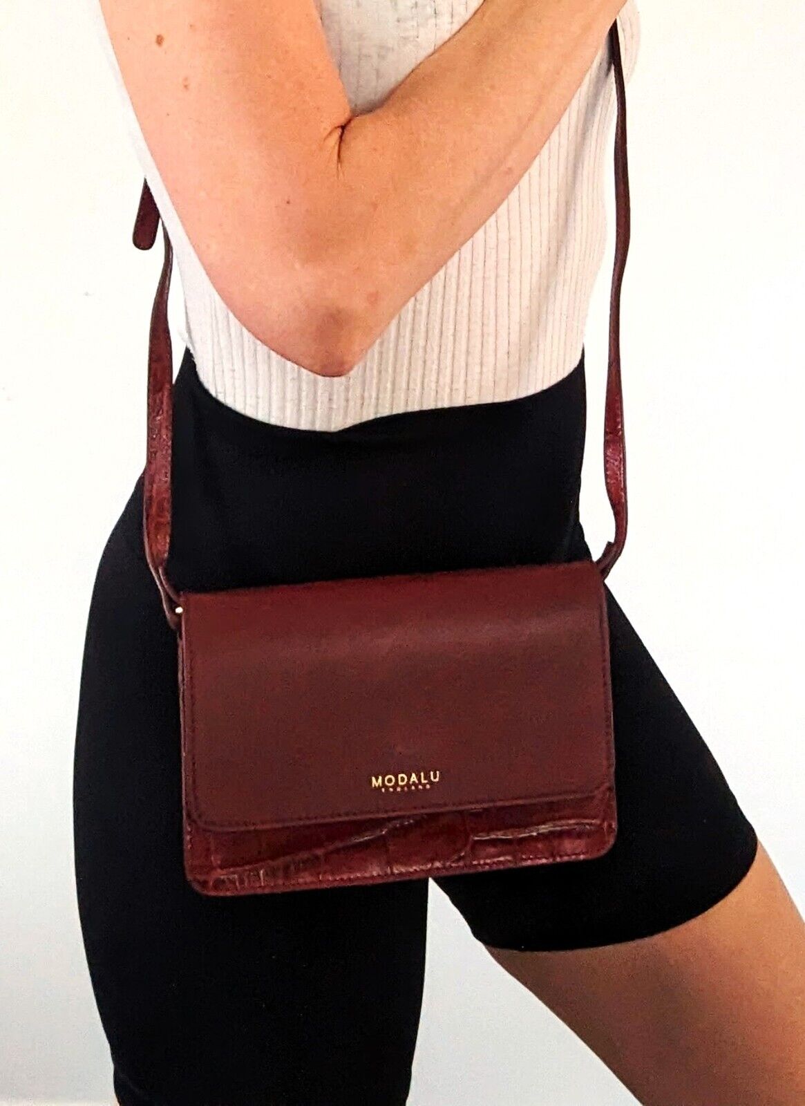 Leather Modalu Crossbody Berry Croc RRP £79