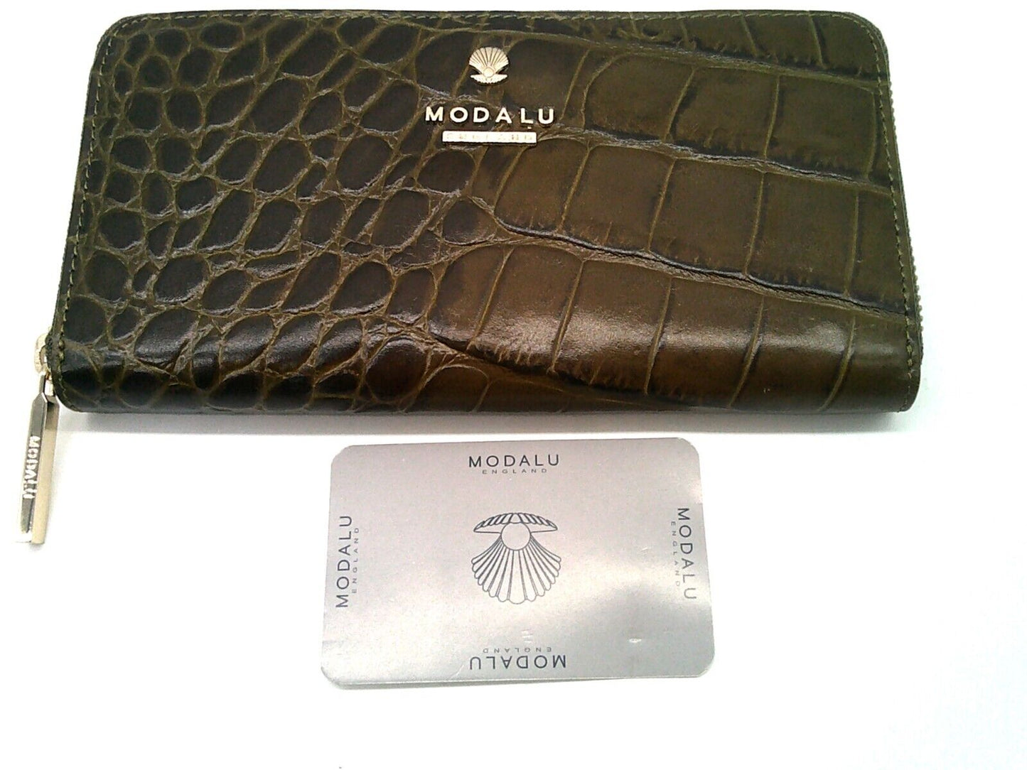 Modalu Leather Pippa Khaki Moc Croc Purse RRP £69