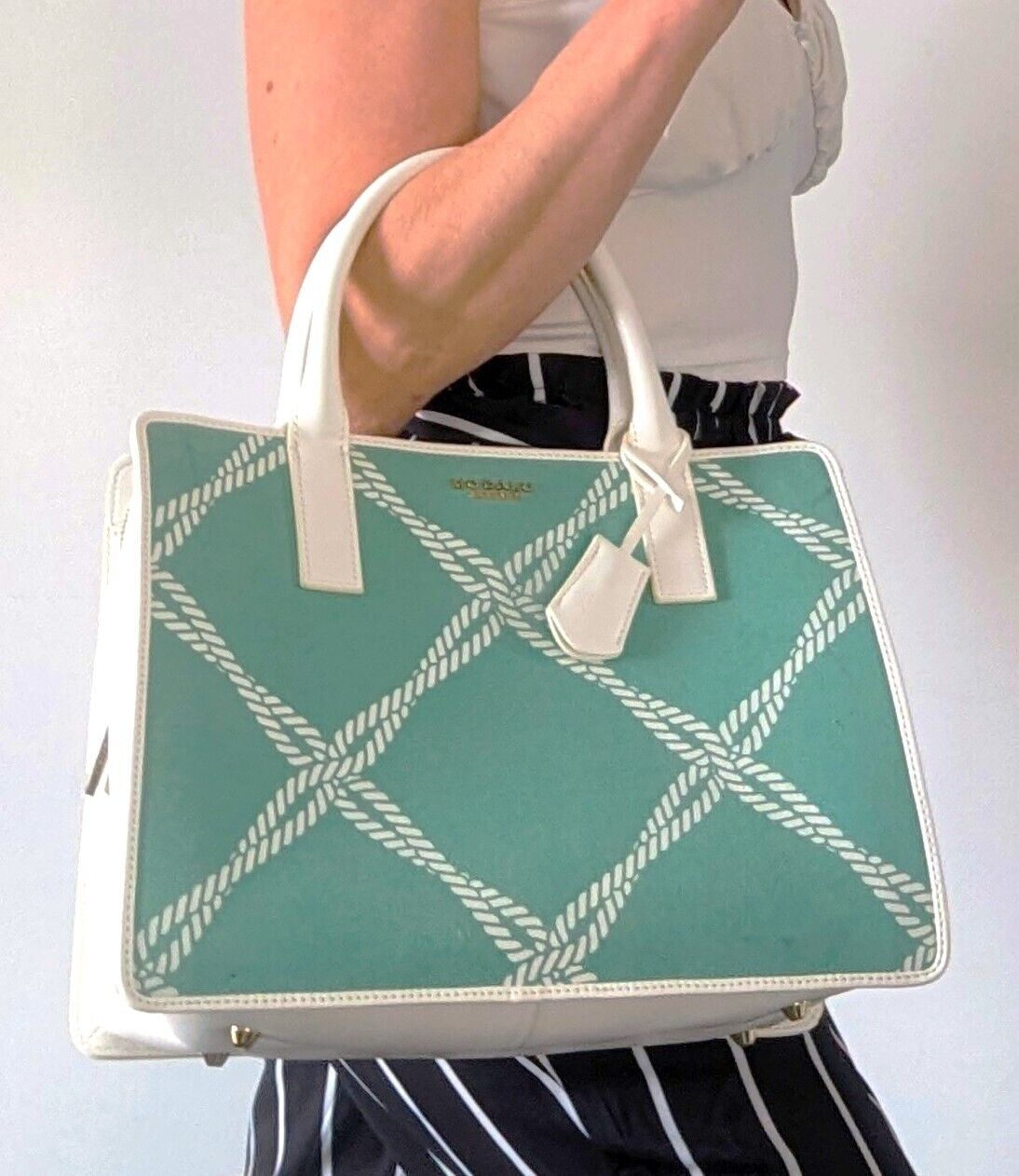 Leather/Canvas Modalu Grab Bag Aquamarine Rope RRP £99