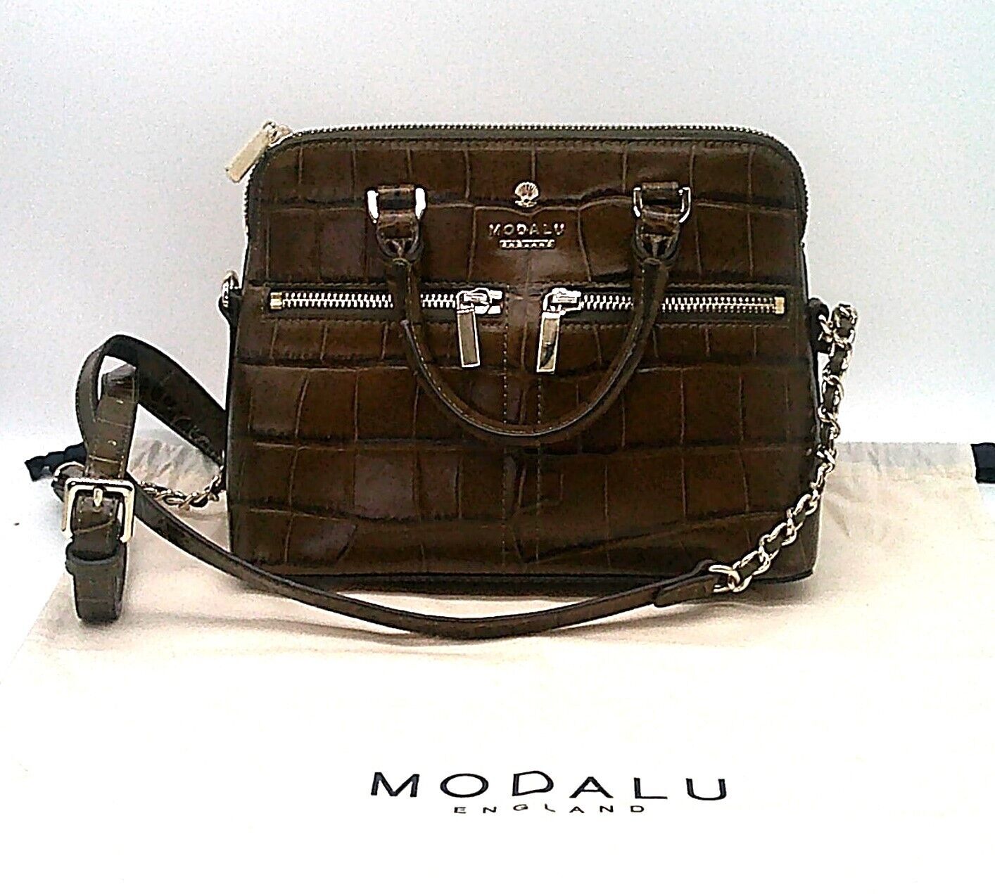 Leather Modalu Pippa Khaki Chained Crossbody Bag £149