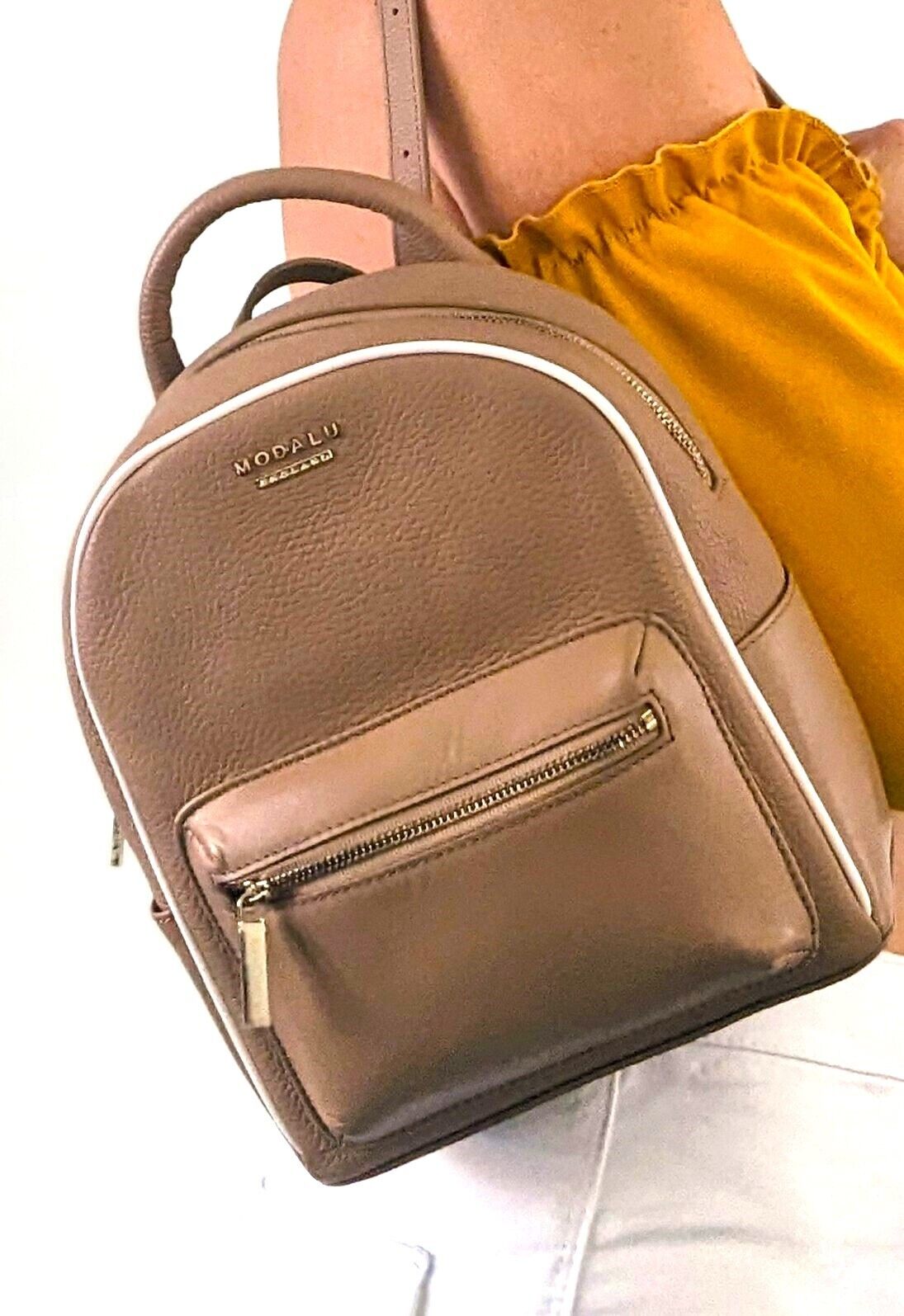 Leather Modalu Mini Backpack Sand RRP £169