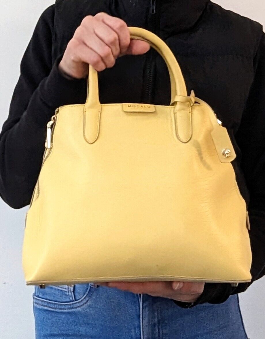 Modalu Harris Camomile Yellow Leather Tote Bag RRP £189