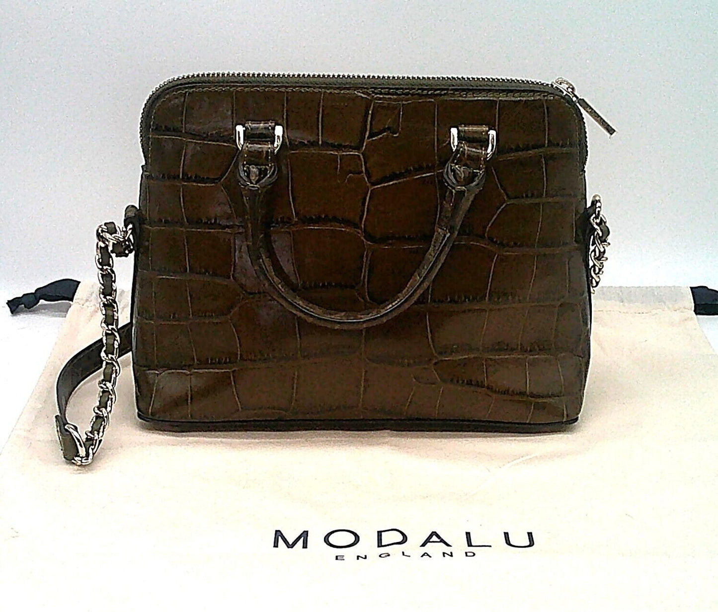 Leather Modalu Pippa Khaki Chained Crossbody Bag £149