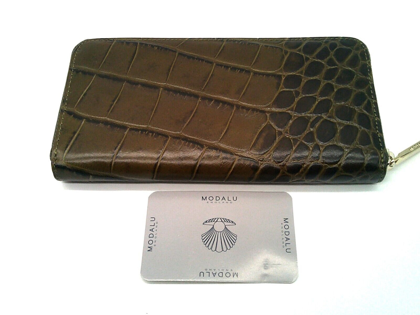 Modalu Leather Pippa Khaki Moc Croc Purse RRP £69