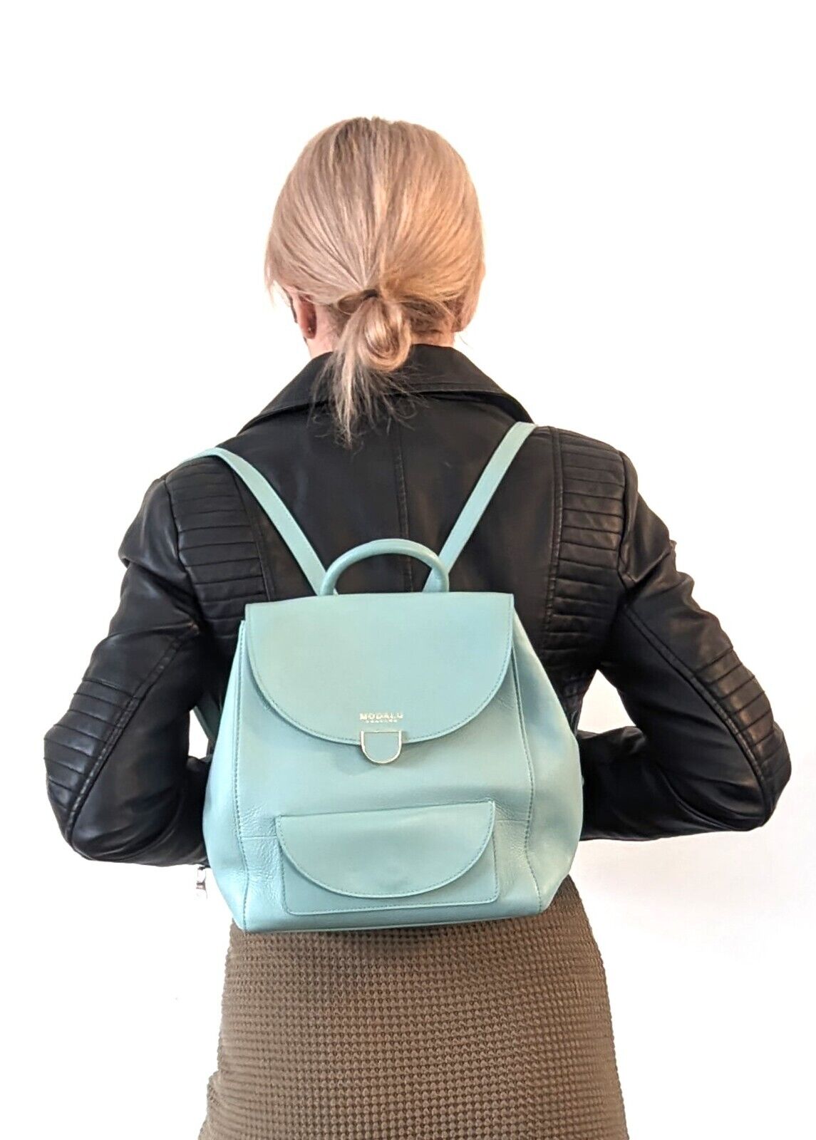 Leather Modalu Backpack Aquamarine RRP £169