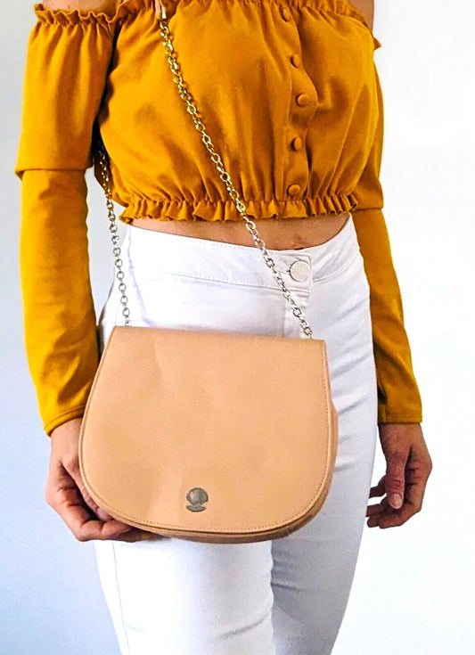 Leather Modalu Crossbody Satchel Peach RRP £120